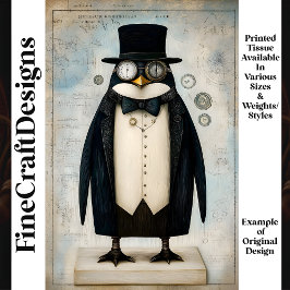 Papel De Seda Pingüino caprichoso de Steampunk vestido  L5 Decou