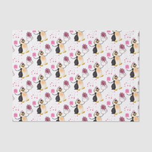 Papel de seda pingüino corazones día de San Valent