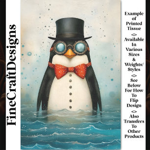 Papel De Seda Pingüino Divertido, Sombrero de Copa, Corbata de L