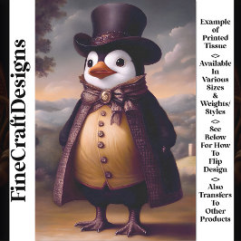Papel De Seda Pingüino Elegante Lindo, Abrigo y Sombrero de Copa