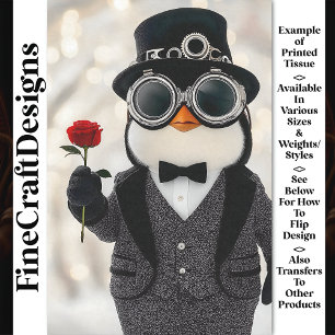 Papel De Seda Pingüino En Un Traje + Rosa Roja AH5Z Decoupage