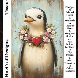 Papel De Seda Pingüino extravagante, guirnalda de corazón floral