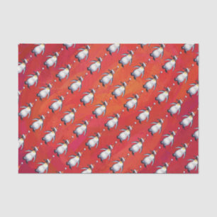 Papel De Seda Pingüino festivo en un patrón de Sombrero