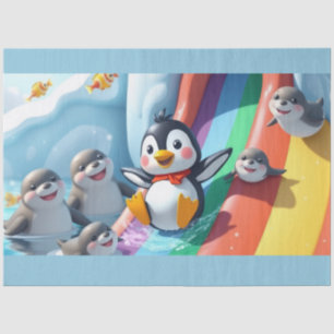 Papel De Seda Pingüino juega en un tobogán