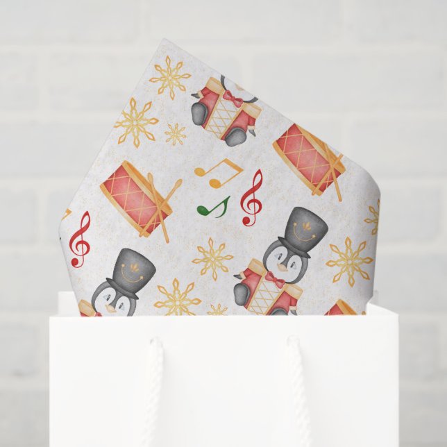 Papel De Seda Pingüino Nácrago de los Navidades rojos curados (Bolsa de regalo)