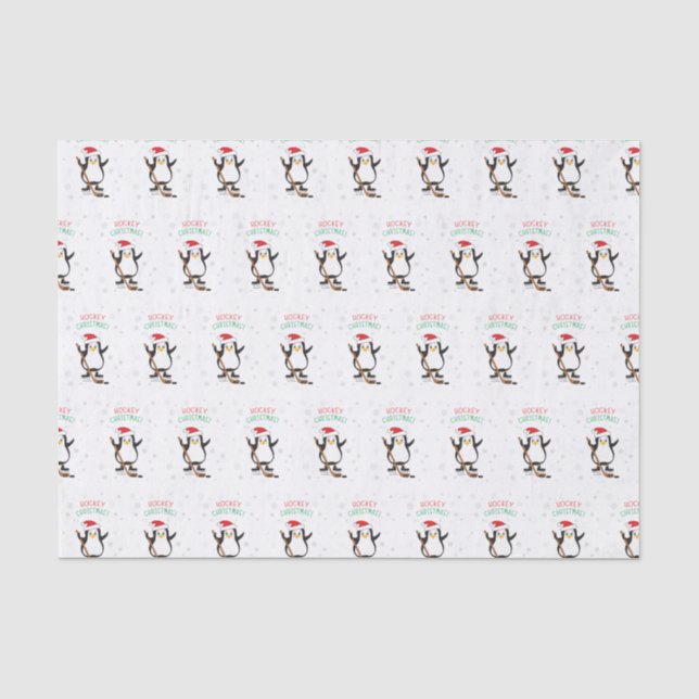 Papel De Seda Pingüino Navidades de hockey (Anverso)