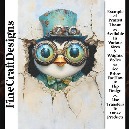 Papel De Seda Pingüino Steampunk Espiando a Través del Agujero A