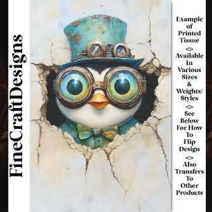 Papel De Seda Pingüino Steampunk Espiando a Través del Agujero A