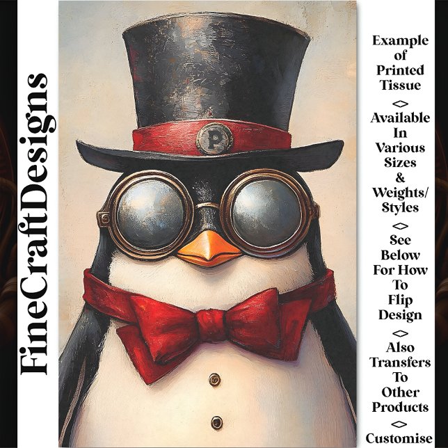 Papel De Seda Pingüino Steampunk Inicial Personalizada BA2 Decou (Subido por el creador)