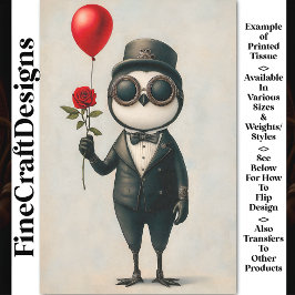 Papel De Seda Pingüino Steampunk, Rosa Roja, AJ1 Decoupage Globo