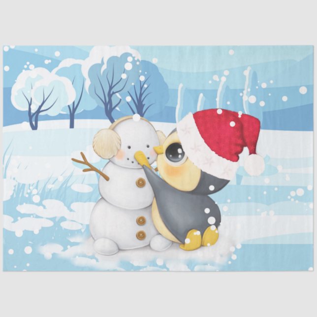 Papel De Seda Pingüino Y Snowman (Anverso)