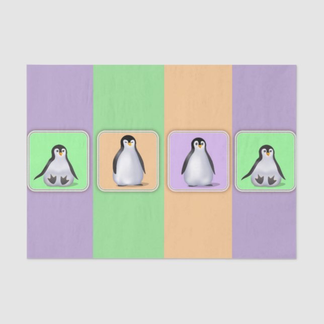 Papel De Seda Pingüinos Bebés (Anverso)