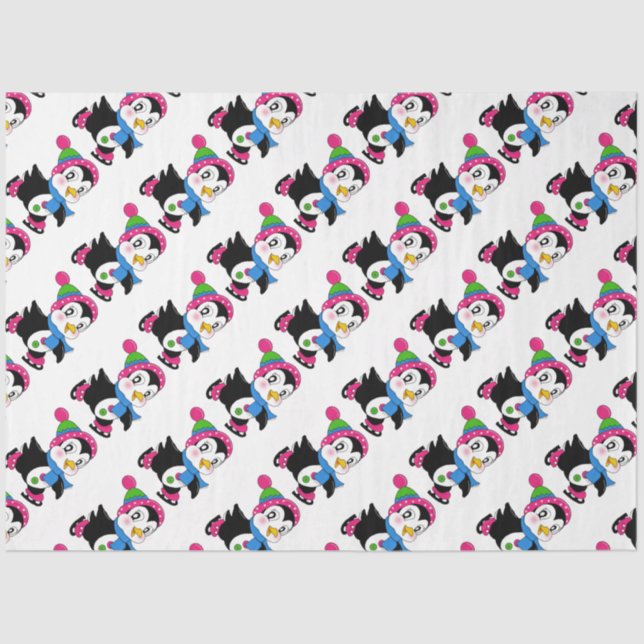 Papel De Seda Pingüinos Cute (Anverso)