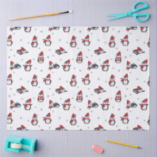 Papel De Seda Pingüinos Cutos Aves de Invierno Animales Árticos