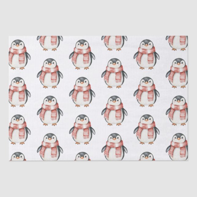 Papel De Seda Pingüinos Red Peppermint (Anverso)