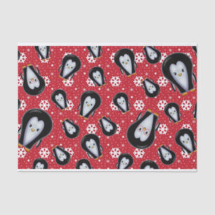 Papel De Seda Pingüinos y copos de nieve divertidos