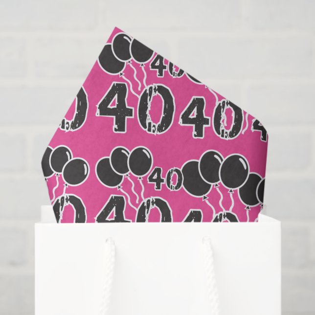 Papel De Seda PINK 40th Birthday Tissue Paper (Bolsa de regalo)