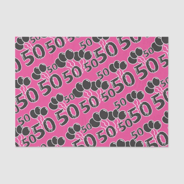 Papel De Seda PINK 50th Birthday Tissue Paper (Anverso)
