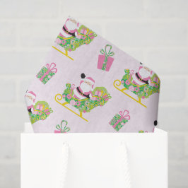 Papel De Seda Pink and Green Preppy Palm Beach Santa Claus
