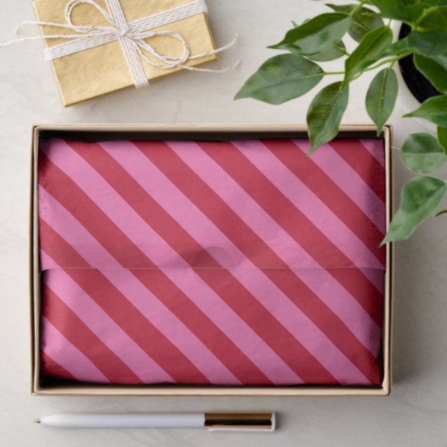 Papel De Seda Pink and Red Christmas Peppermint Stripes  (Regalo )