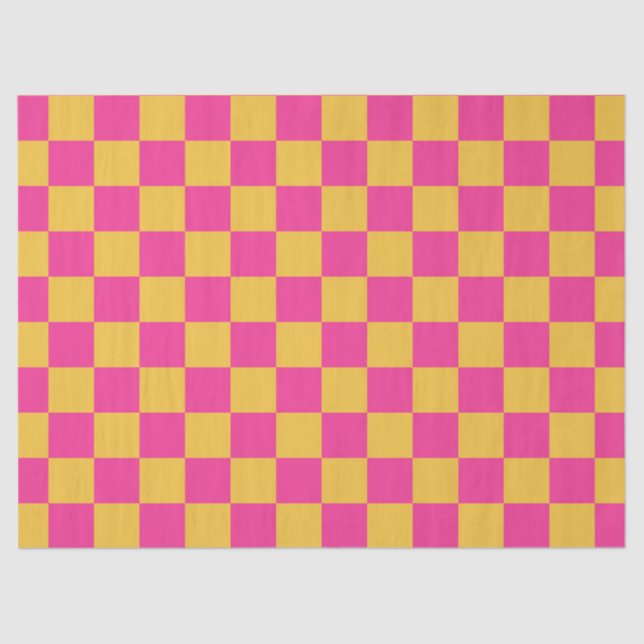Papel De Seda Pink and Yellow Checkerboard (Anverso)