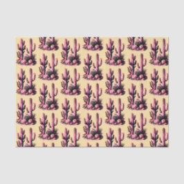 Papel De Seda Pink Cacti Batch-Tan Background