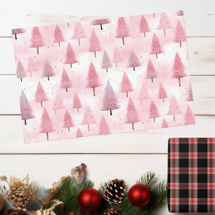 Papel De Seda Pink Christmas Tree Watercolor