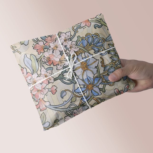 Papel De Seda Pink Clematis Vine Alphonse Mucha (Subido por el creador)