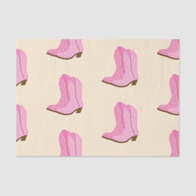 Papel De Seda Pink Cowgirl Cowboy Boots Country Texas Ranch (Anverso)