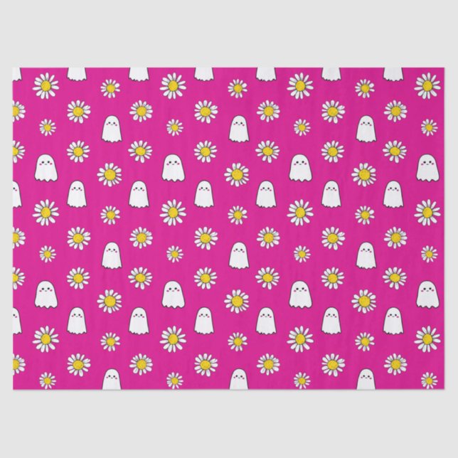 Papel De Seda Pink Daisy Ghost Halloween (Anverso)