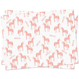 Papel De Seda Pink de nombres personalizados de unicornio