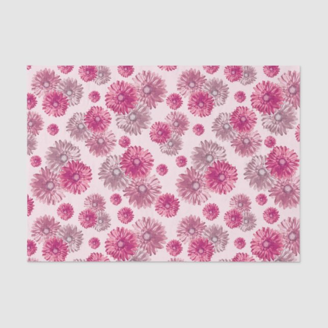 Papel De Seda Pink Gerbera Daisies bolso de regalo floral (Anverso)