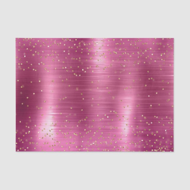 Papel De Seda Pink Glam Gold Sparkle Confetti Baby Shower (Anverso)
