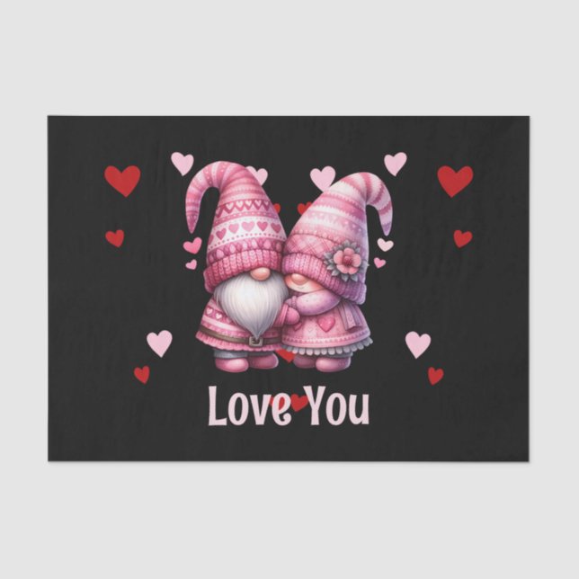 Papel De Seda Pink Gnome Valentine Couple (Anverso)