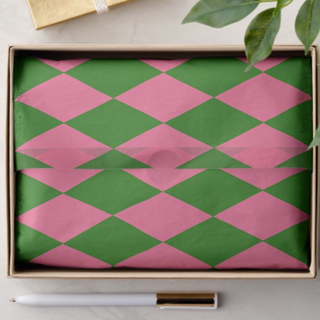Papel De Seda Pink Green Harlequin Checkered Design  (Subido por el creador)