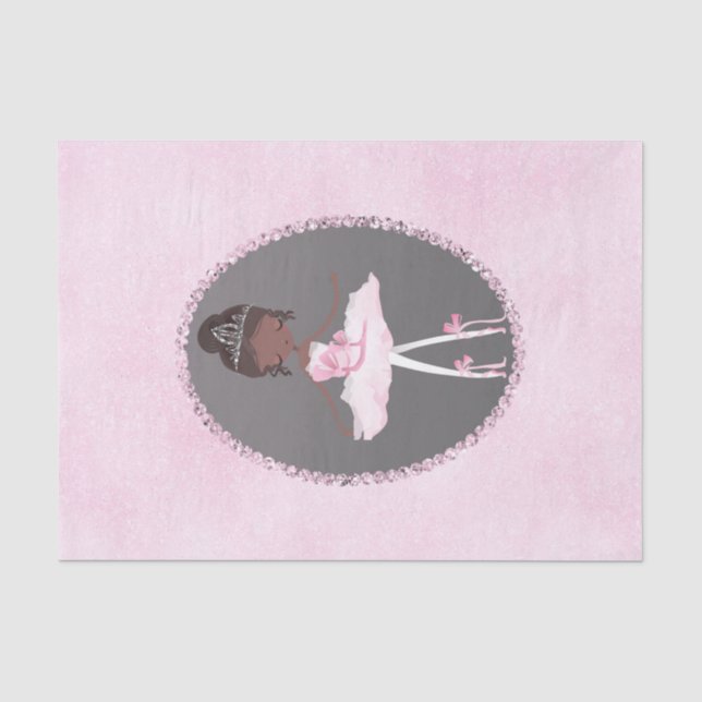 Papel De Seda Pink & Grey Couture Fiesta de Cumpleaños Bailarina (Anverso)