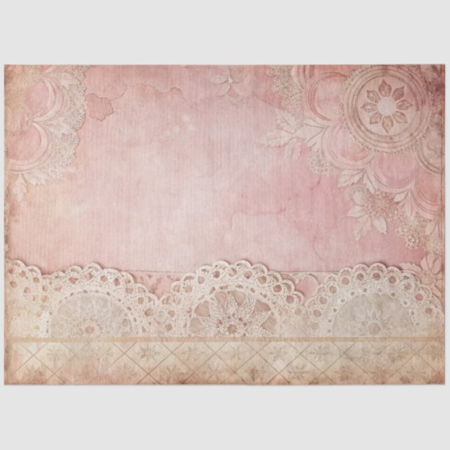 Papel De Seda Pink Grunge Handmade Lace Decoupage (Anverso)