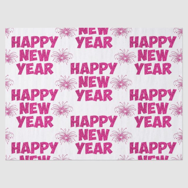 Papel De Seda pink happy new year fireworks (Anverso)
