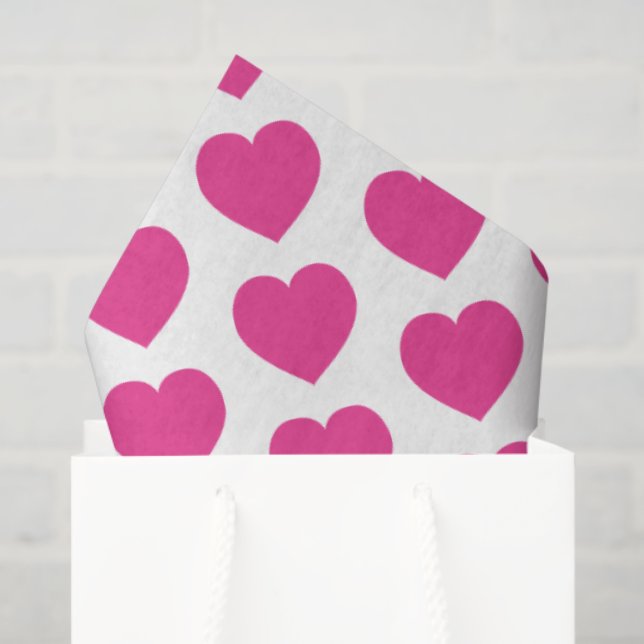 Papel De Seda Pink Heart Modern Sweet Love Notes Fun (Bolsa de regalo)