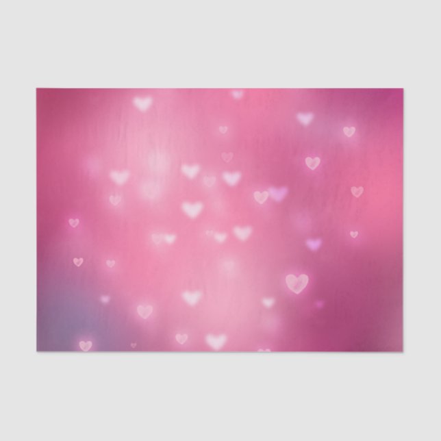 Papel De Seda Pink Hearts Bokeh Cumpleaños (Anverso)