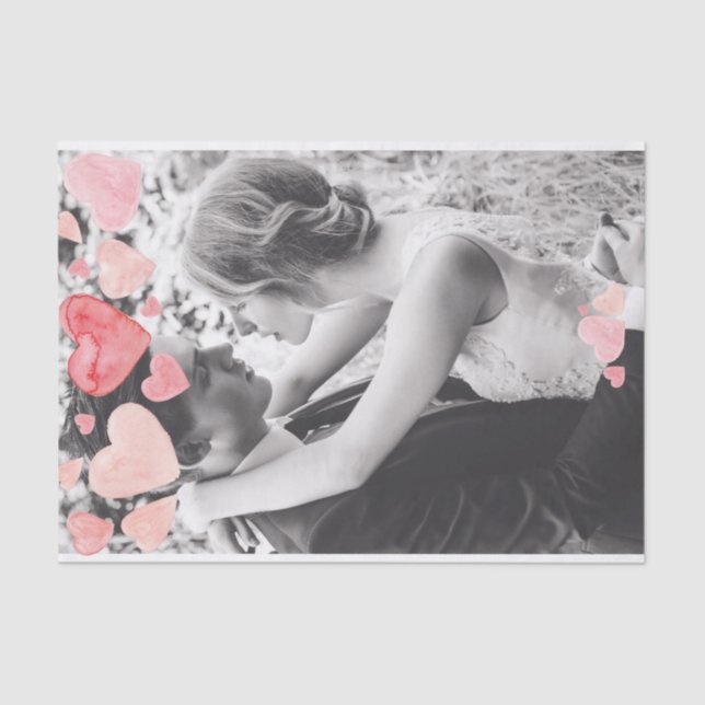 Papel De Seda Pink Hearts Overlay Add Your Own Photo (Anverso)
