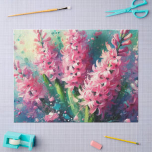 Papel De Seda Pink Hyacinths Decoración Impresionista Floral