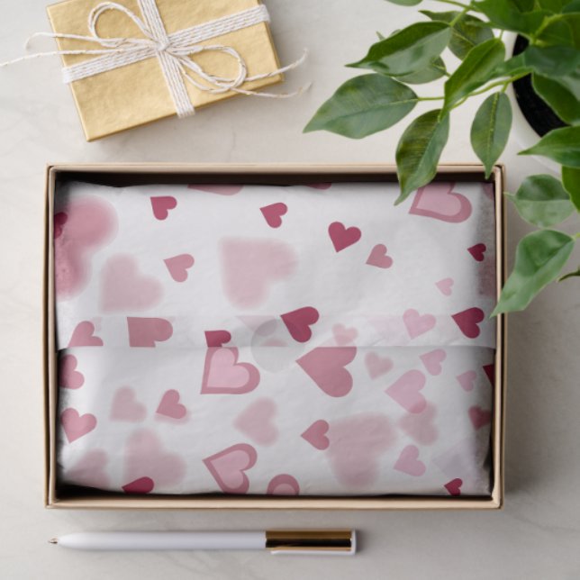 Papel De Seda  Pink Lovely Hearts Pattern  (Regalo )
