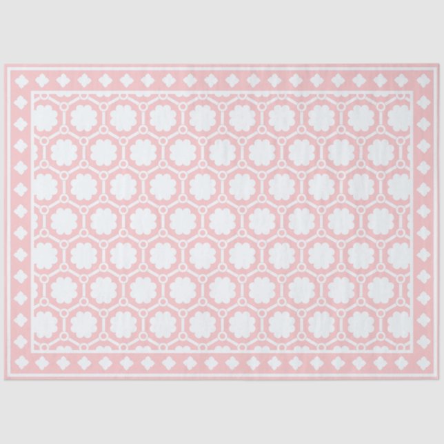 Papel De Seda Pink Modern Bone Inlay Decoupage Paper (Anverso)