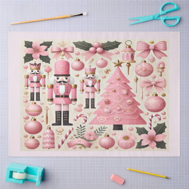 Papel De Seda Pink Nutcracker Christmas Tree Gift Bag (Artesanía)