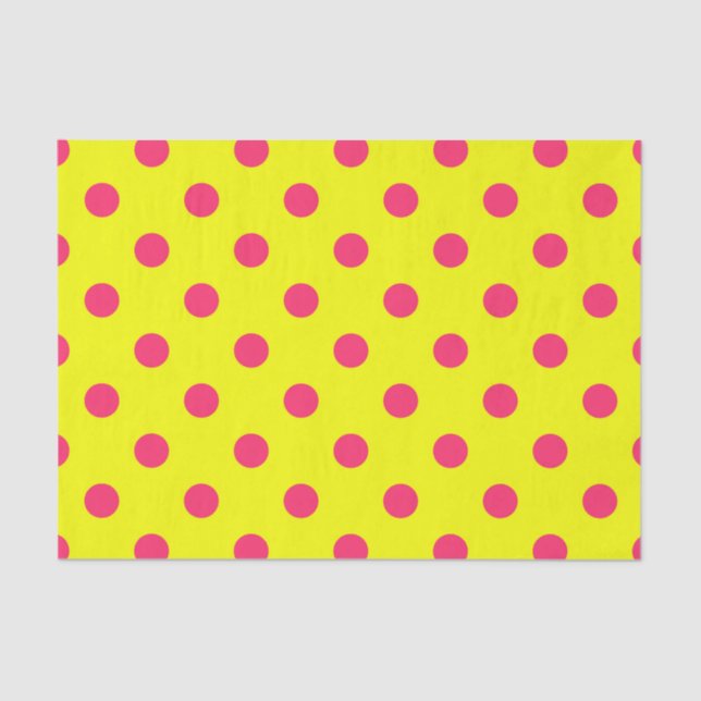 Papel De Seda Pink On Yellow Polka Dots Pattern Design  (Anverso)
