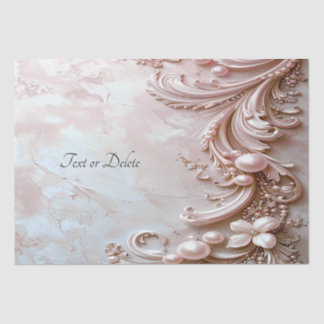 Papel De Seda Pink Ornate Pearl and Floral Tissue Paper