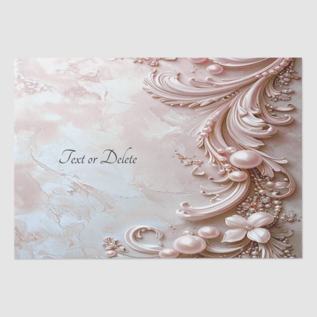 Papel De Seda Pink Ornate Pearl and Floral Tissue Paper (Anverso)