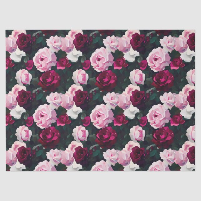 Papel De Seda Pink Painted Roses (Anverso)