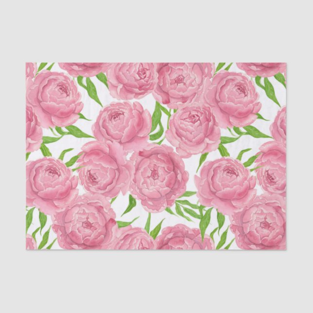 Papel De Seda Pink peonies acuarela (Anverso)